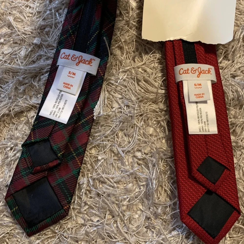 Cat & Jack Kids' Tie Set - Red and Plaid - 2pack S/M
